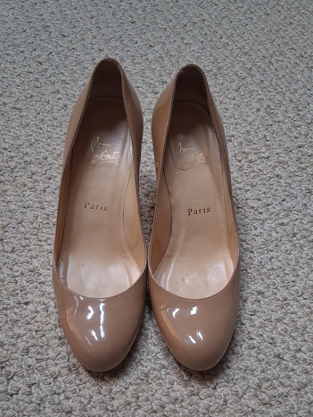 Christian Louboutin Nude Patent Leather Pumps
